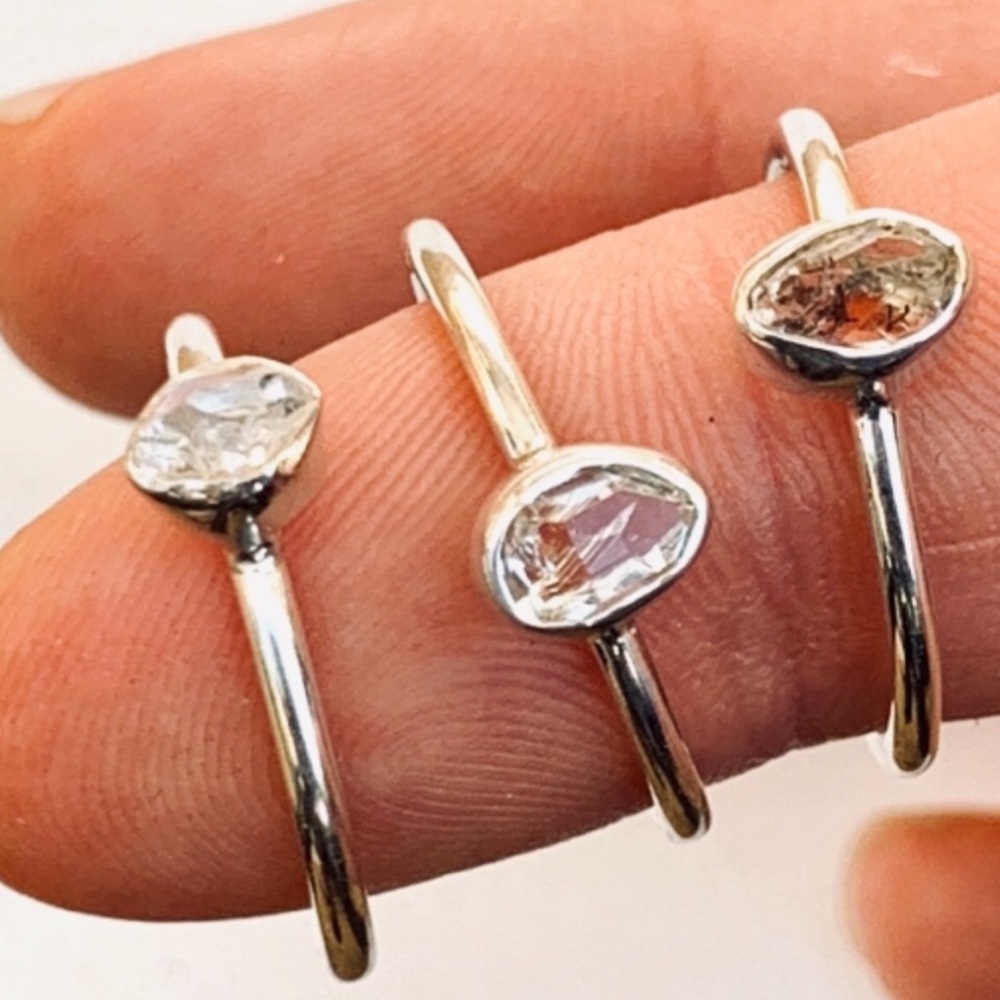 Herkimer Diamond Quartz and Sterling Silver Ring